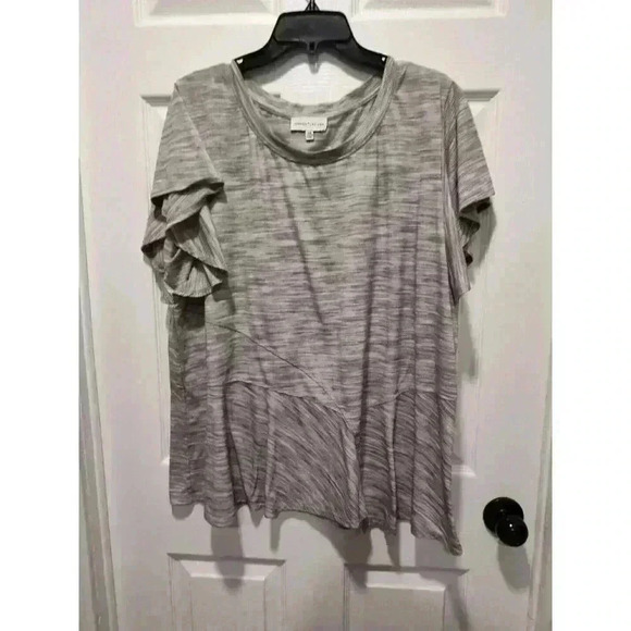 Gibson & Latimer Womens Top 2X Gray Short Butterfly Sleeve Blouse Layered - Picture 9 of 9